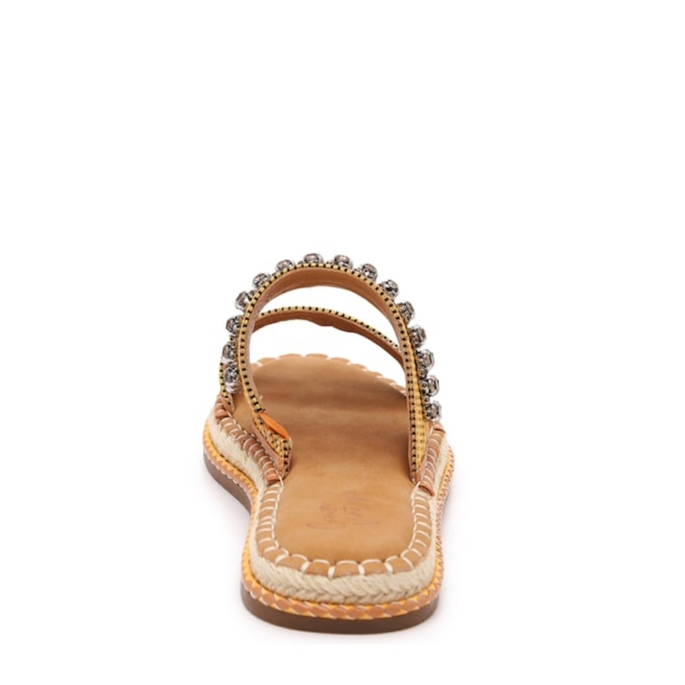 Crown vintage rhinestone slip on espadrilles, 8, yellow/ orange - Picture 4 of 12